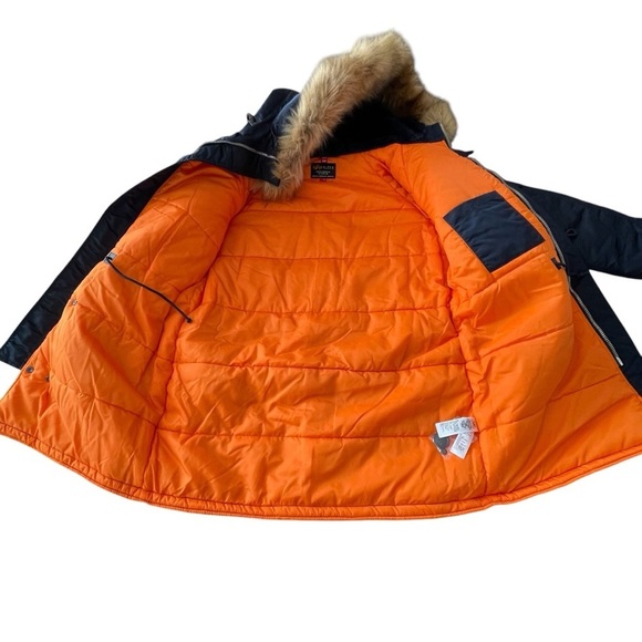 ALPHA INDUSTRIES N -3B blue army XL HOODED PARKA winter‎ coat women - Picture 6 of 12